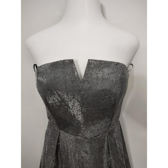 Everly Silvery Metallic Mini Strapless Mini Dress Medium - Picture 6 of 11